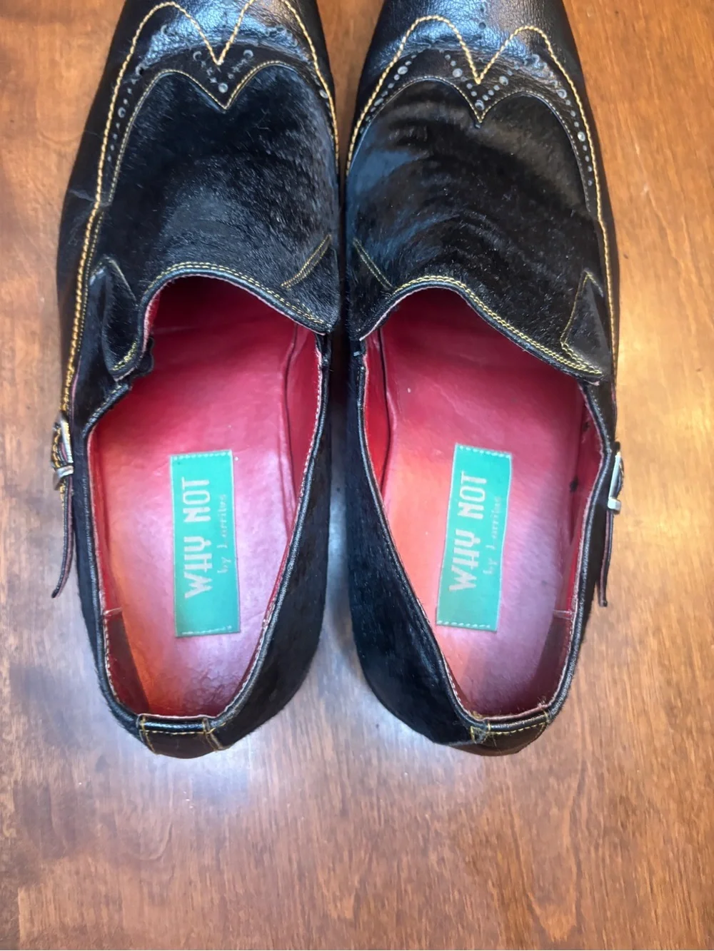 Men's Black Haircalf Wingtip Slip-On Dress Shoes